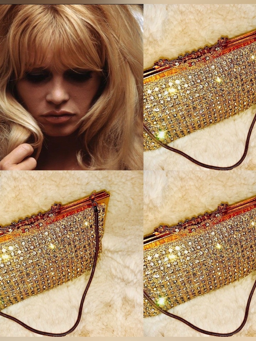 ♥️ Vintage Rhinestone Gold Women's
Clutch Purse 60s Hong Kong